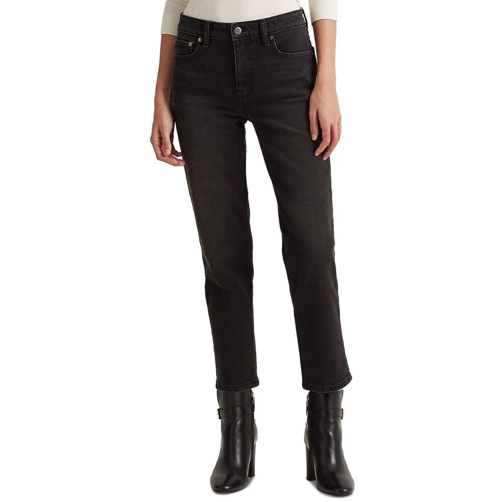 Lauren Ralph Lauren Womenβs High-Rise Straight Ankle Jeans 12 Stretch Cotton